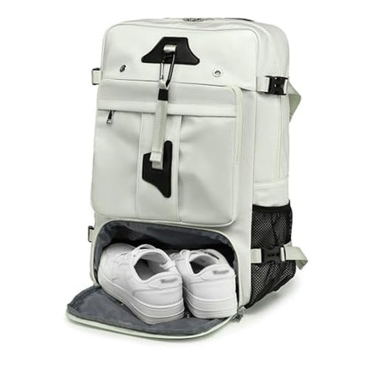 Travel Backpack with Shoe Compartment for Men, Water-resistant Large Luggage Weekender Bag Daypack for Sports 30L - color: Black
