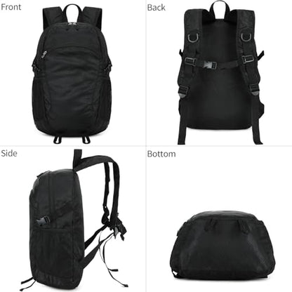 Small Hiking Backpack Travel Lightweight Hiking Packable Daypack Water-Resistant Foldable Ultralight Backpacks 15L for Travel Women Men Camping (Black) - color: Black, size: 15L
