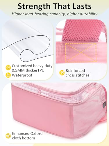 Clear Backpack Heavy Duty With A TSA Lock, 18 Inch Large Clear Back pack, Transparent See Through Bookbag for College, Work, Travel, Sport- Pink - color: Pink