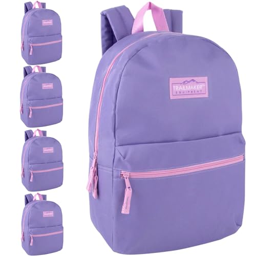 Trail maker 24 Pack- Classic 17 Inch Backpacks in Bulk Wholesale Back Packs for Boys and Girls (Purple) - color: Purple