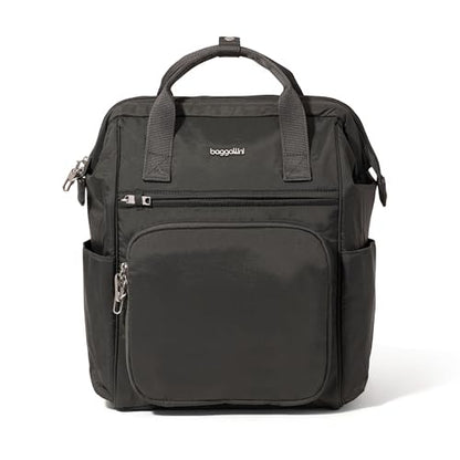 Baggallini Securtex Anti-Theft Windsor Backpack for Travel, Work & College, RFID & Locking Zipper, Up to 16" Laptop - color: Charcoal