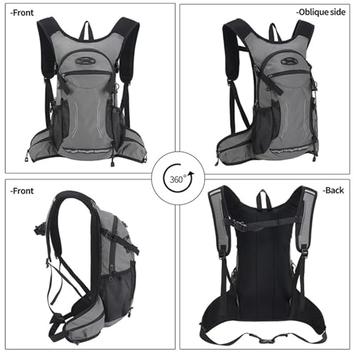 18L Hydration Backpack, Lightweight Breathable Hiking Backpack with Reflective Strips, for Riding Camping Running Commuting - color: Gray
