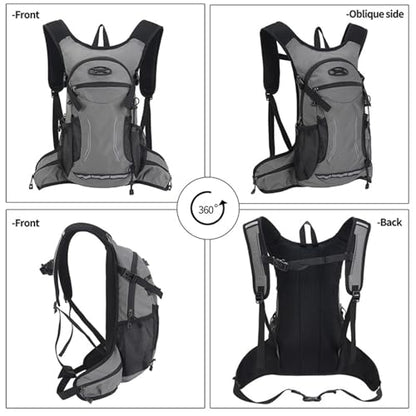 18L Hydration Backpack, Lightweight Breathable Hiking Backpack with Reflective Strips, for Riding Camping Running Commuting - color: Gray