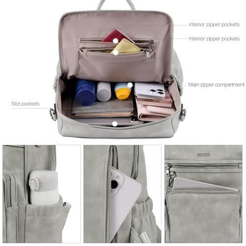 CLUCI Backpack Purse for Women Large Womens Leather Travel Fashion Backpack Purse Designer Ladies Shoulder Bags with Tassel - color: Grey-01