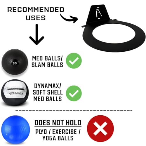 IRON AMERICAN USA Dynamax Medicine Ball Wall Mount Storage Rack, 8.5 Inches Inside Diameter, 30-lb Capacity, for Gym Exercise Sports Balls, Wall Balls and Slam Balls, Hardware Included - style: Dynamax Ball Holder (12-PACK)