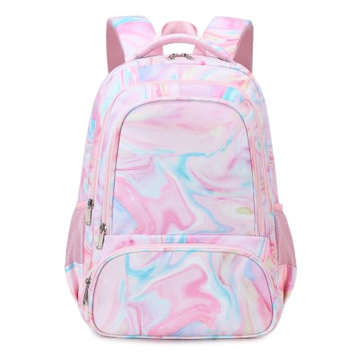 abshoo Marble Lightweight Girls Backpack For School Kids Elementary Kindergarten Bookbag School Bags (Marble Pink-A) - color: Marble Pink-a