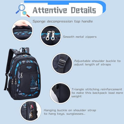 Bansusu 3Pcs Boys Backpack for Kids School Bag with Lunch Bag, Primary Middle School Backpack for Boys Bookbags - color: Style B-3pcs-green