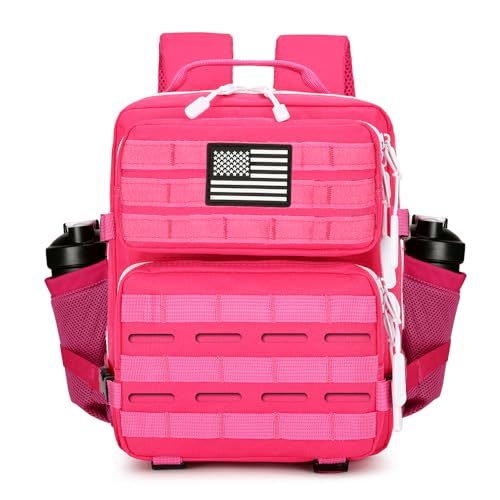 9L Mini Tactical Backpack for Men and Women Tactical Backpack Small for Hiking Small Tactical Bag Fitness Pack - color: Rose Red