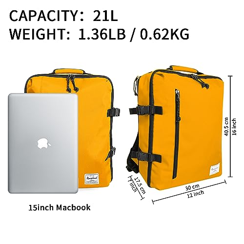 Lightweight Under-seat Backpack for Clothes Travel Overnight Women Men, 15.6 Laptop Minimalist Backpack, Stylish and Casual, Papaya - color: Papaya