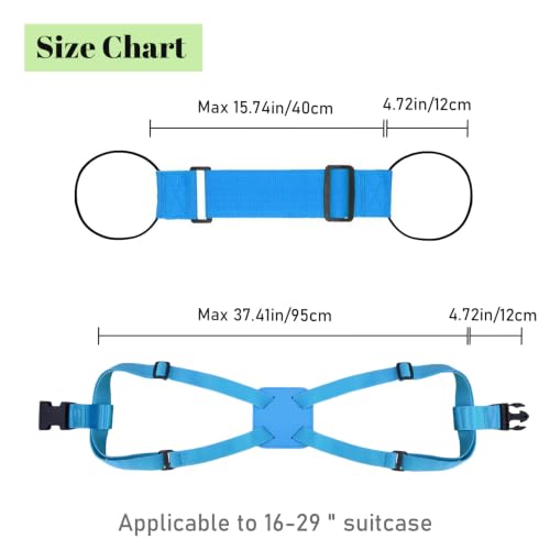 Multi Use Strong Adjustable Luggage Connector Straps for Suitcases,3 Pack Flexible Luggage Accessories Elastic Fastening Bag Strap (Blue-3Pcs) - color: Blue-3Pcs