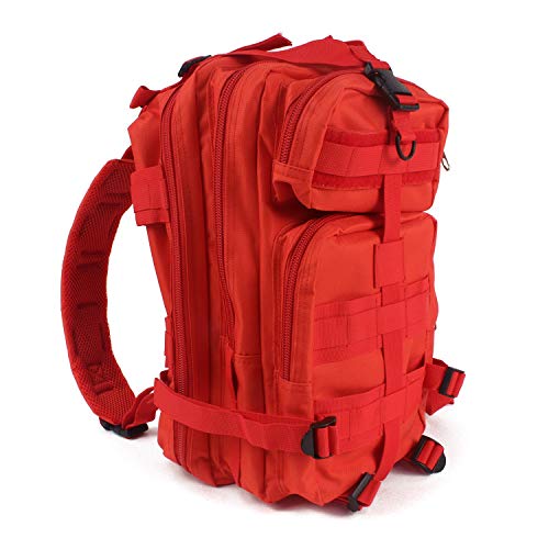 MediTac Tactical Assault Pack - First Aid Rucksack - 18" Military MOLLE Backpack - color: Red