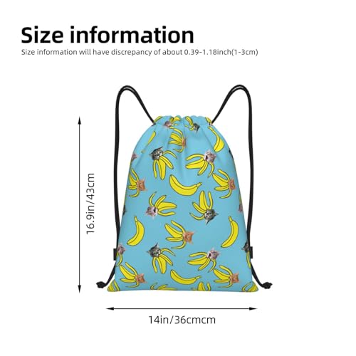 Gianlaima Funny Cat Banana Bananas Drawstring Bags Backpack Bag Sport Gym Sack String Bag Yoga Dance Travel Bag For Men Women - color: Black30