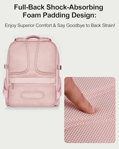 Travel Backpack for Women & Men, Carry On Personal Item Bag Flight Approved, Large Waterproof Laptop Backpack for Travel, Overnight, College & Commuting Pink - color: Pink