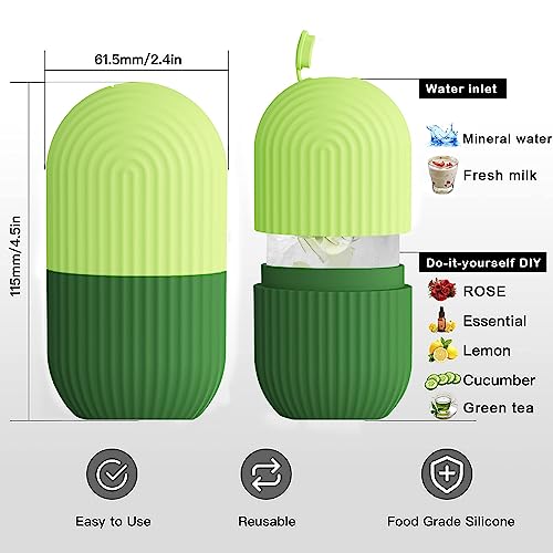 XHJRI Ice Roller Massager for Face, Eyes and Neck - Naturally Condition Skin, De-Puff Eye Bags, Reduce Migraine Pain - Reusable Silicone Ice Mold (Green) - color: Green