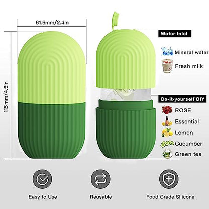 XHJRI Ice Roller Massager for Face, Eyes and Neck - Naturally Condition Skin, De-Puff Eye Bags, Reduce Migraine Pain - Reusable Silicone Ice Mold (Green) - color: Green