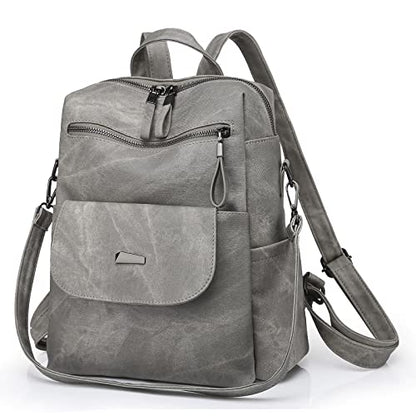 Backpack Purse for Women, Women Backpack Purse Small Leather Waterproof Anti-theft Shoulder Bags Handbags Ladies - color: Grey