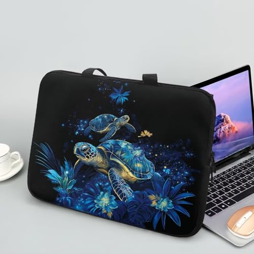 10 Inch Blue Turtles Laptop Bag Sleeve, Protective Computer Case Bag, Tablet Carrying Cover with Handle, Zipper Business Travel Handbag Shoulder Bag, Gifts for Women Ladies - color: Blue Turtles, size: 10 Inch