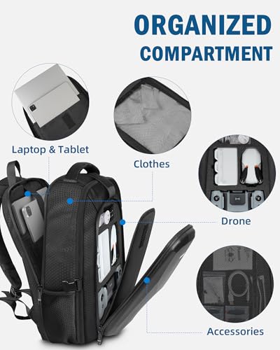 PEKREWS Atom 2 Case, Large Capacity Backpack for Potensic Atom 2/SE/3-Axis/LT, Expandable Travel Drone Bag Fits 15.6 Inch Laptop and Fly More Combo (Not Compatible with RC PTD 1 Remote Controller)