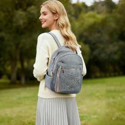 APHISON Small Backpack Purse for Women Cute PU Leather Mini Backpacks Ladies Casual Lightweight Travel Daypack Waterproof - color: 3-blue, size: Small