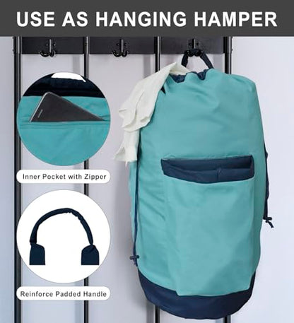 VividPaw Laundry Bag Extra Large Heavy Duty, Laundry Backpack for College students, Travel Laundry Bags with Adjustable Strap, Dirty Clothes Hamper, College Dorm Room Essentials (Blue) - color: Blue