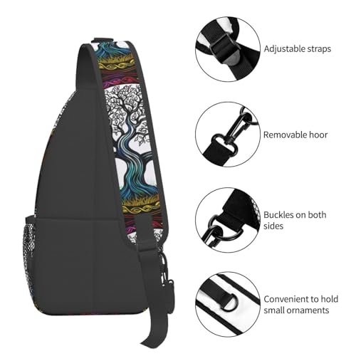 Tree And Life Viking Symbol Outdoor Crossbody Shoulder Bag For Unisex Young Adult Hiking Bicycling - color: White2