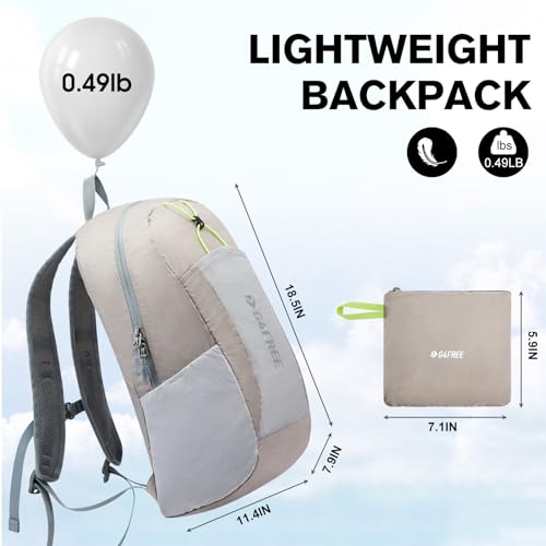 G4Free 24L Lightweight Packable Hiking Backpack Sport Travel Daypack Water Resistant for Women Men - color: Grey