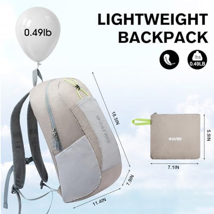 G4Free 24L Lightweight Packable Hiking Backpack Sport Travel Daypack Water Resistant for Women Men - color: Grey
