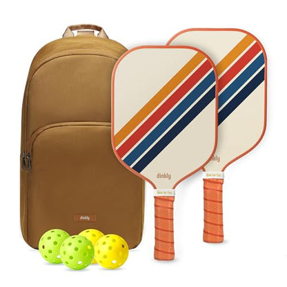 Pickleball Paddles Set of 2/4- USAPA Approved Graphite/Fiberglass Pickleball Racket, 2 Pickleball Rackets, 4 Balls and 1 Portable Carry Bag, Aesthetic Pickle Ball Set for Men Women Beginners - color: 2 Retro Twill | Khaki | Graphite