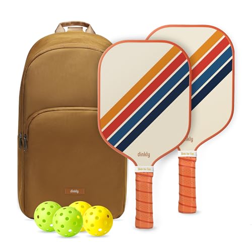 Pickleball Paddles Set of 2/4- USAPA Approved Graphite/Fiberglass Pickleball Racket, 2 Pickleball Rackets, 4 Balls and 1 Portable Carry Bag, Aesthetic Pickle Ball Set for Men Women Beginners - color: 2 Retro Twill | Khaki | Graphite