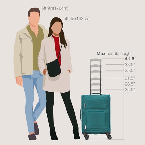 U.S. Traveler Rio Lightweight Softside Rolling Carry-on Suitcase, 4-Wheel Single, Teal - color: Teal, size: 22"