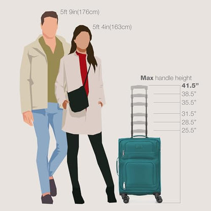U.S. Traveler Rio Lightweight Softside Rolling Carry-on Suitcase, 4-Wheel Single, Teal - color: Teal, size: 22"