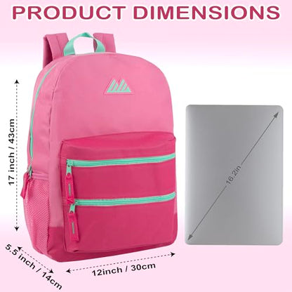Summit Ridge Colorful Big Backpack for School Kids, Multi Pocket Backpack for Elementary, Middle School Girls, Boys with Padded Straps (Bubblegum/Pink) - color: Bubblegum/Pink