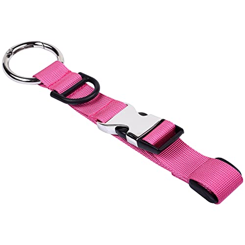 Wisdompro Jacket Gripper Strap, Add a Bag Luggage Straps Baggage Suitcase Belts Travel Accessories with Hook and D-Ring - Make Your Hands Free, Easy to Carry Your Extra Bags - Hot Pink - color: Hot Pink