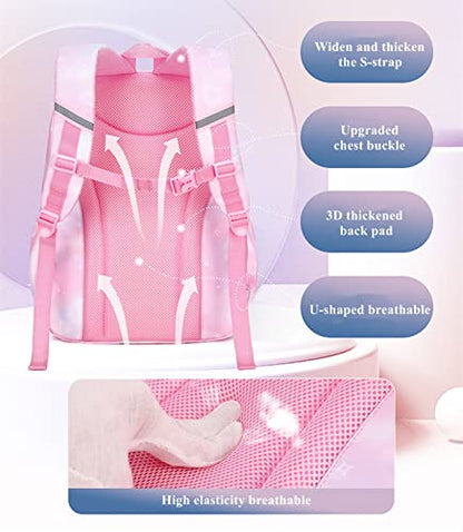 Kids Backpack for Girls,Girls Backpack Cute School Backpack Waterproof Large Capacity for Middle Elementary School Bag(Pink)
