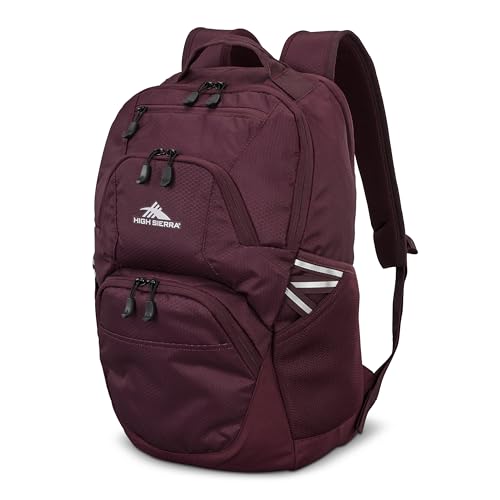 High Sierra Swoop SG Backpack, Travel or Work Laptop Bookbag with Drop Protection Pocket, and Tablet Sleeve, One Size, Maroon - color: Maroon