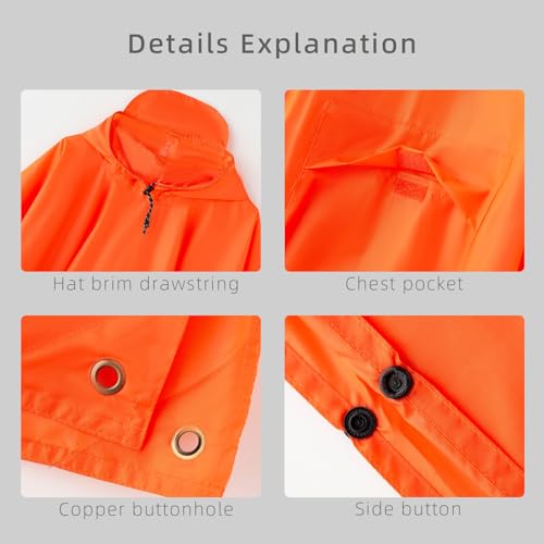 Hooded Waterproof Raincoat, Unisex Outdoor Hiking Camping Mat and Small Tent - color: Orange