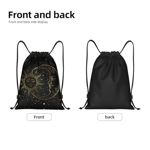 Gianlaima Golden Sun Crescent Moon Star Sky Drawstring Bags Backpack Bag Sport Gym Sack String Bag Yoga Dance Travel Bag For Men Women - color: Black38