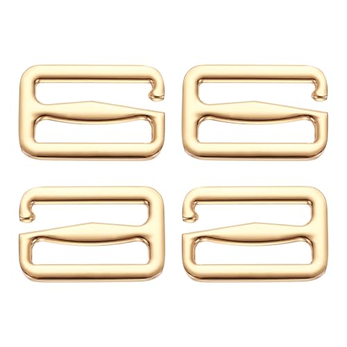 PATIKIL G-Hook Wave Buckles, Metal Adjustable Tri-Glide Slides Backpack Strap Belt Hooks - color: Light Gold, size: 27 x 46 mm