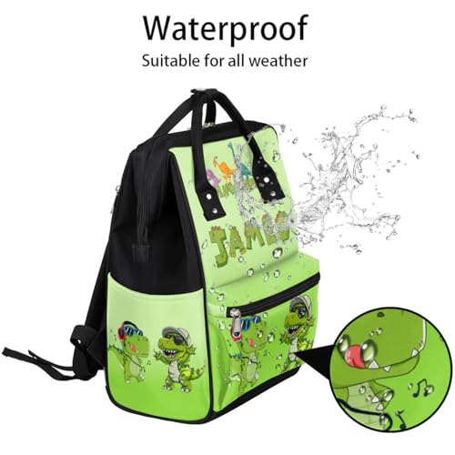 Baby-Boys Dinosaur-Diaper-Backpack Custom-Name Nappy-Bag for Boys - color: Green