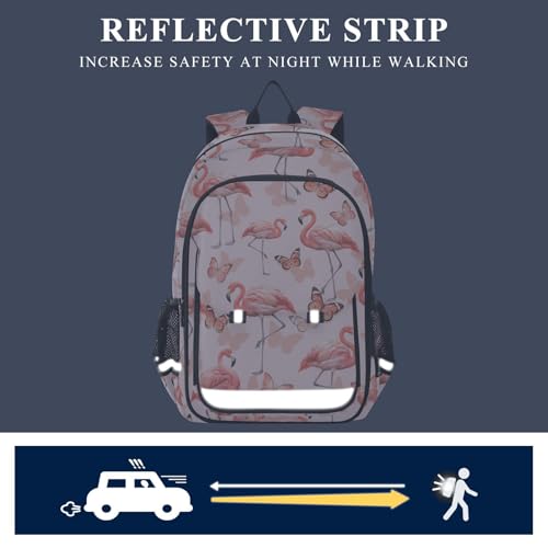ALAZA Pink Flamingo Butterfly Laptop Backpack Purse for Women Men Travel Bag Casual Daypack with Compartment & Multiple Pockets - color: Flamingo