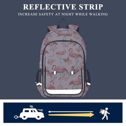 ALAZA Pink Flamingo Butterfly Laptop Backpack Purse for Women Men Travel Bag Casual Daypack with Compartment & Multiple Pockets - color: Flamingo