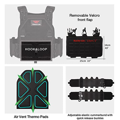 YAY YAKEDA Quick Release Tactical Laser-Cutting Vest Multicam Lightweight Vest - color: Black Cp