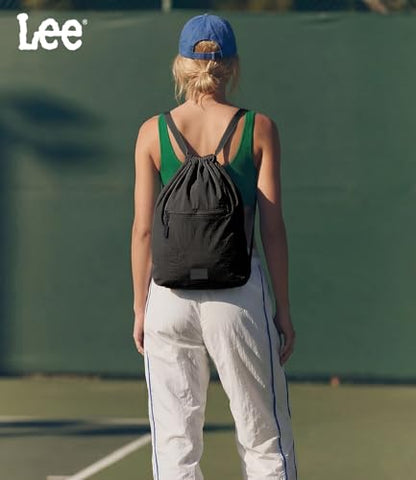 Montana West Lee Drawstring Backpack Bag Lightweight Small Gym Swim Beach Bag Water Resistant Sports Sackpack for Men Women, LEE48-002BK - color: Black