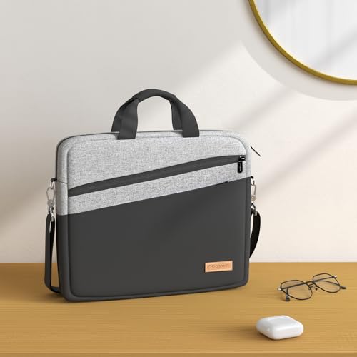 bagasin 15 15.6 16 inch Laptop Computer PC Shoulder Bag Carrying Case, Water-Repellent Fabric Briefcase, Lightweight Toploader, Business Casual or School - color: Grey, size: 15-16