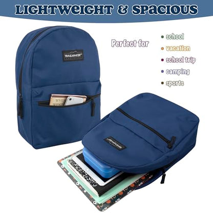 Trail maker Classic 17 inch Backpacks with Adjustable Padded Straps | School Backpacks for Girls, Boys (Navy) - color: Navy