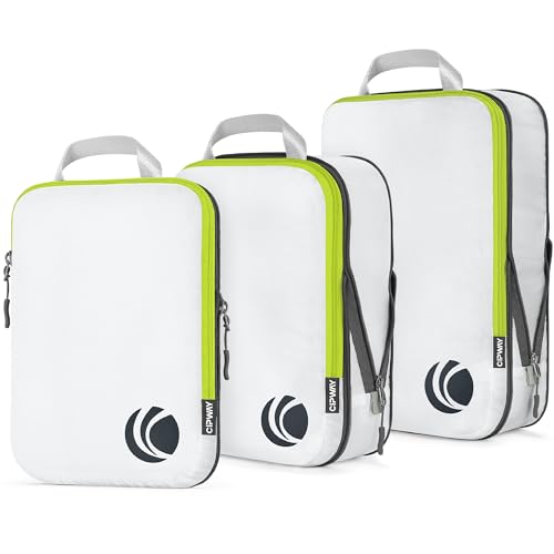 Cipway Compression Packing Cubes Set, Ultralight Expandable Travel Packing Organizers for Carry on Luggage (White 3pcs) - color: White, size: 3PCS