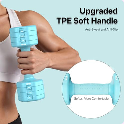 JOROTO 4-in-1 Adjustable Dumbbell Set of 2, 16LBS/22LBS Hand Weights for Women, Men, Upgraded TPE Soft Handle, 1s-Adjust Dual-Stable Dumbbell Set for Women Home Gym Exercise Training - color: C-Blue-16 LBS Pair