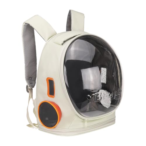 Pet Backpack Carrier, Portable and Ventilated, Oxford Cloth, Dog Cat Travel Bag with Transparent Cover 12.99", (Beige, 1 Pcs), Intended for Hiking/Camping/Traveling - color: Beige