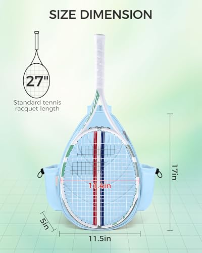 Tennis Bag, Water Resistant Tennis Backpack for Women Men, Quilted Crossbody Sling Design for Tennis, Pickleball, Badminton Rackets - color: Blue