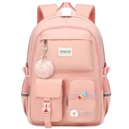 abshoo Big Student Laptop Backpack For College Women Middle High School Teen Girls Bookbag Travel Daypack (Peach Pink) - color: Peach Pink